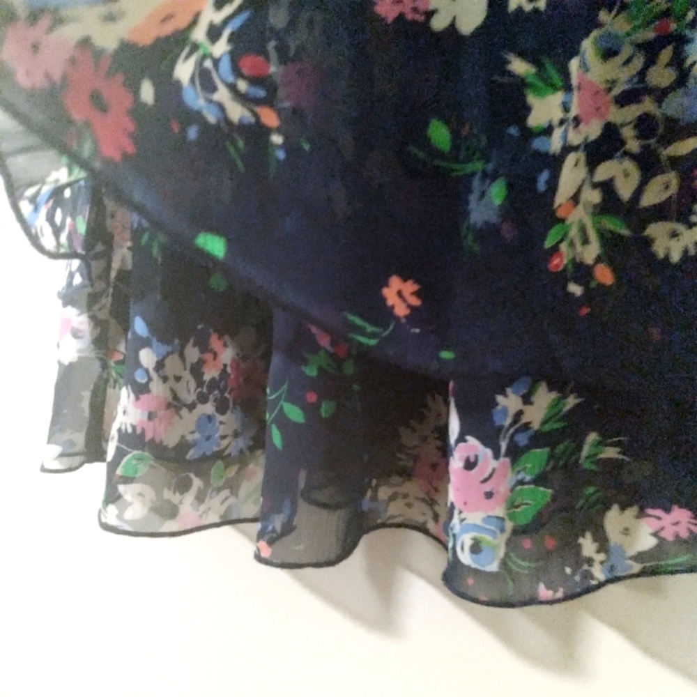 Express Sheer Dark Blue Floral Dress Flowy Soft Girl Whimsigoth Fairygoth Med. - Picture 7 of 16